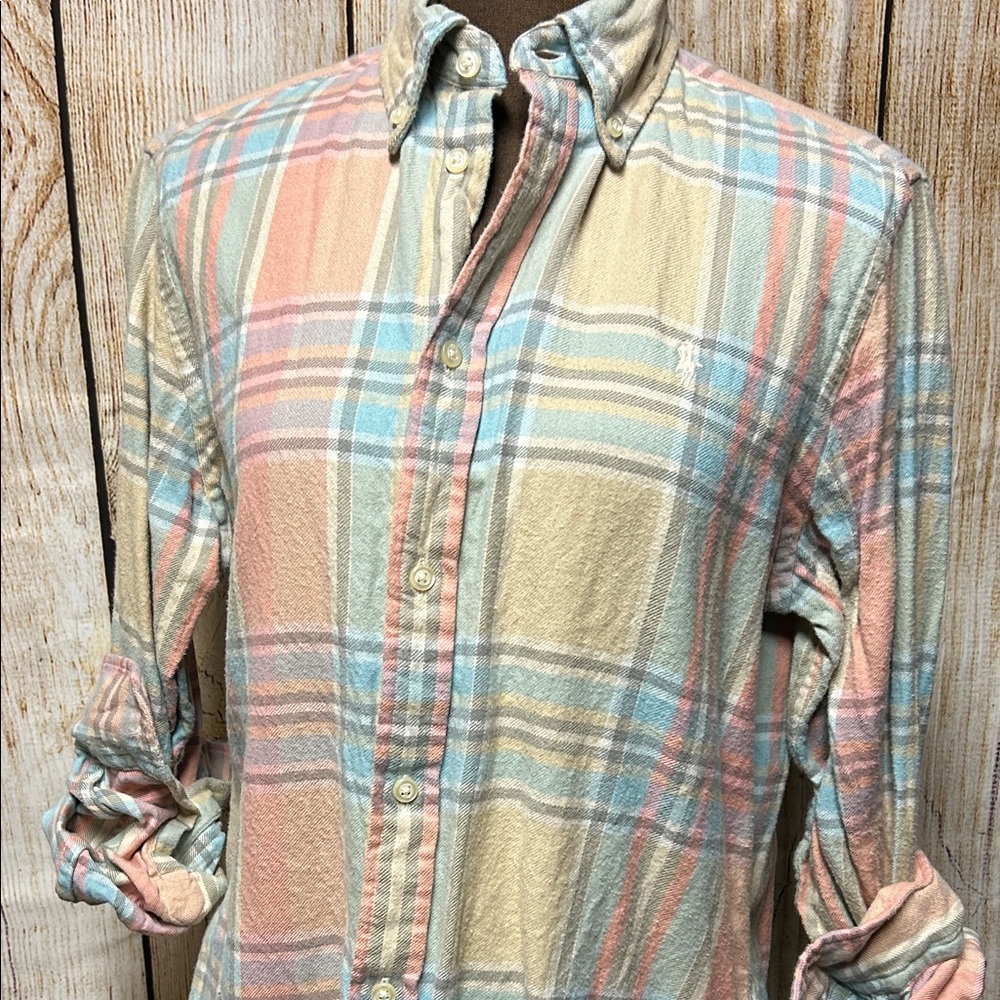 Ralph Lauren Pink, Blue & Cream Plaid Button-Up Shirt